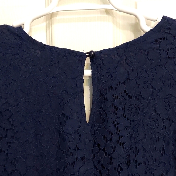 Roaman's Fully Lined Navy Linen Top - Picture 3 of 5